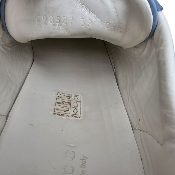 Gucci GG Ace Sneakers Size 39 US 9 Light Blue Leather Authentic Designer Low Top - Picture 10 of 11